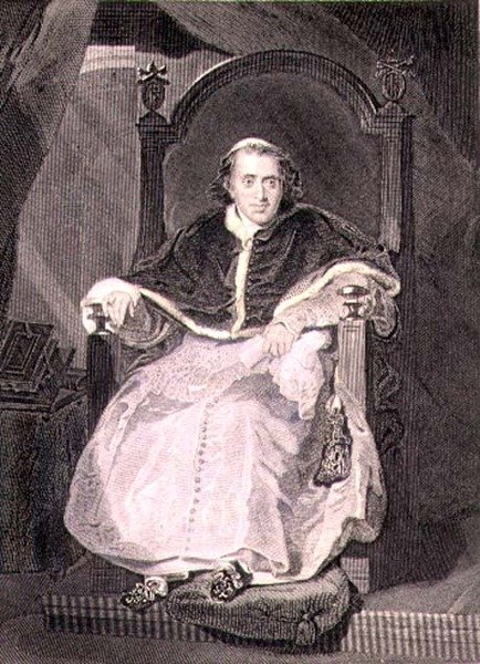 A római pápa, VII. Pius (Luigi Barnaba Chiaramonti) (1742-1823) vésette Samuel Freeman (1773-1857) kocsma. készítette: A. Fullarton & Co. (metszet) alkotó: Thomas (after) Lawrence