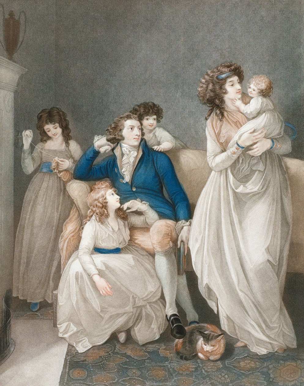 18. század végi, 19. század eleji jómódú családi jelenet. alkotó: Thomas (after) Stothard