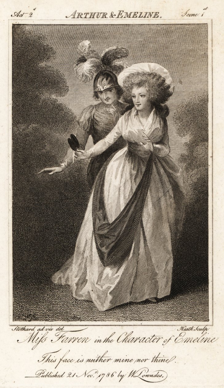 Elizabeth Farren kisasszony Emeline karakterében John Dryden Arthur és Emeline című művében alkotó: Thomas (after) Stothard