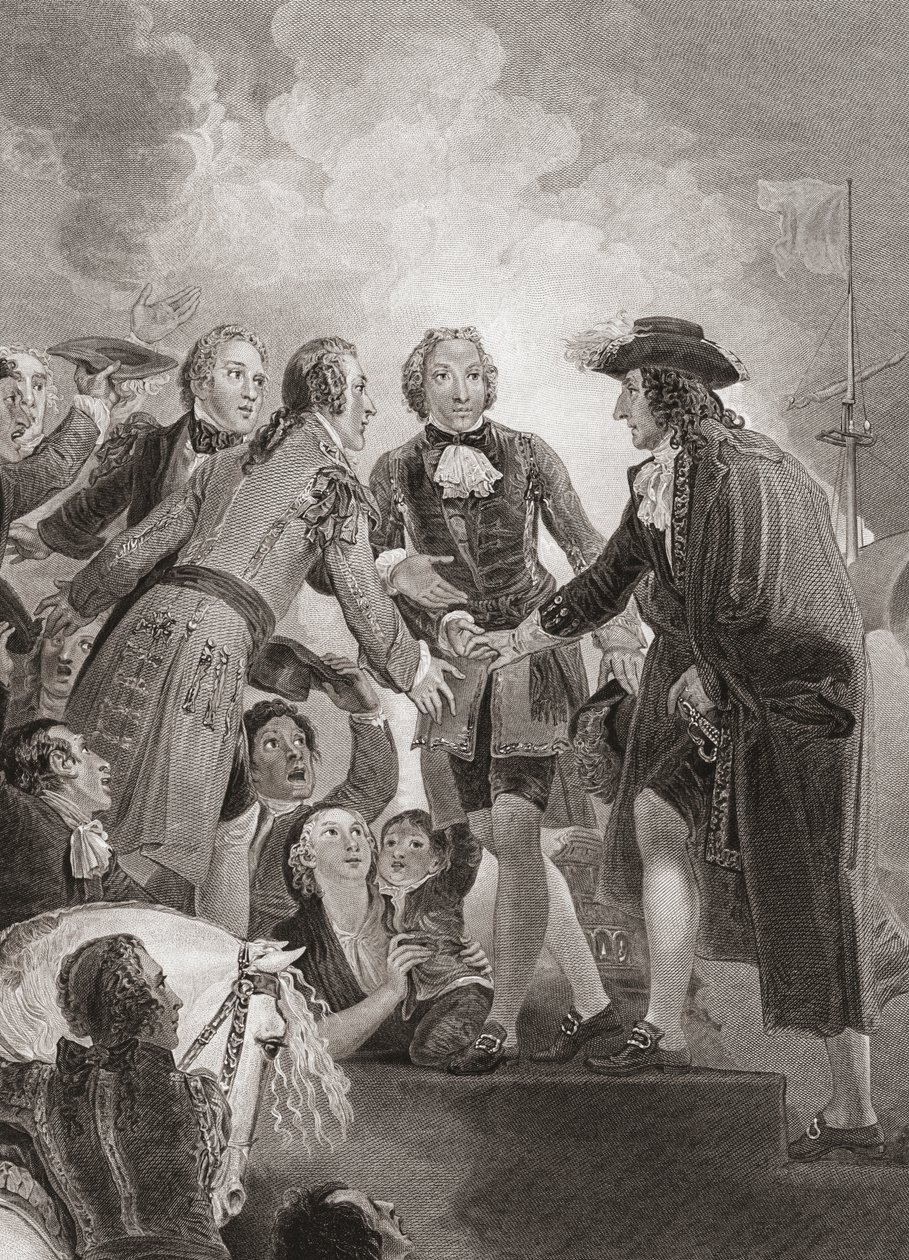 Vilmos, Orange hercege (később III. Vilmos király) Brixhamben landol. (nyomtatás) alkotó: Thomas (after) Stothard
