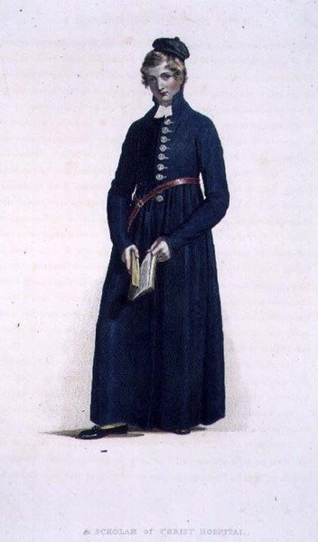 A Scholar of Christ Kórház, a "Krisztus Kórház története", a "History of the Colleges" része, metszette J. Agar, pub. R. Ackermann alkotó: Thomas (after) Uwins