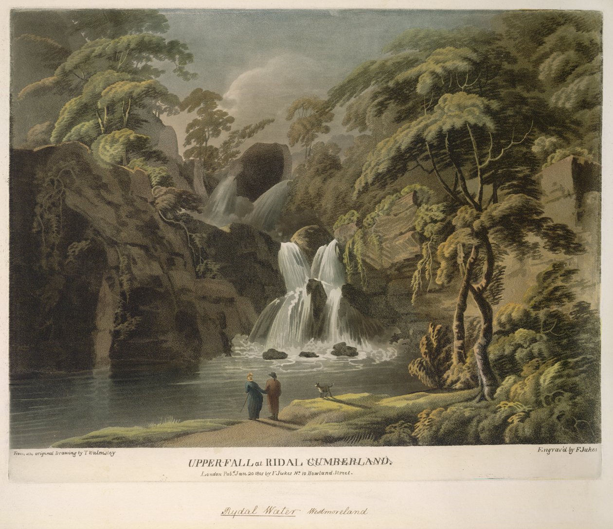 Upper Fall Ridalban, Cumberlandban, metszett F. Jukes alkotó: Thomas (after) Walmsley