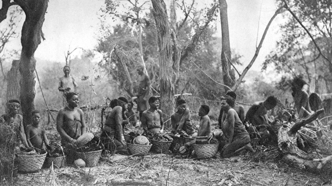 Bennszülött nők vízilóhúsos kosarakkal, Karoo, Dél-Afrika, 1924 1927 alkotó: Thomas A. Glover