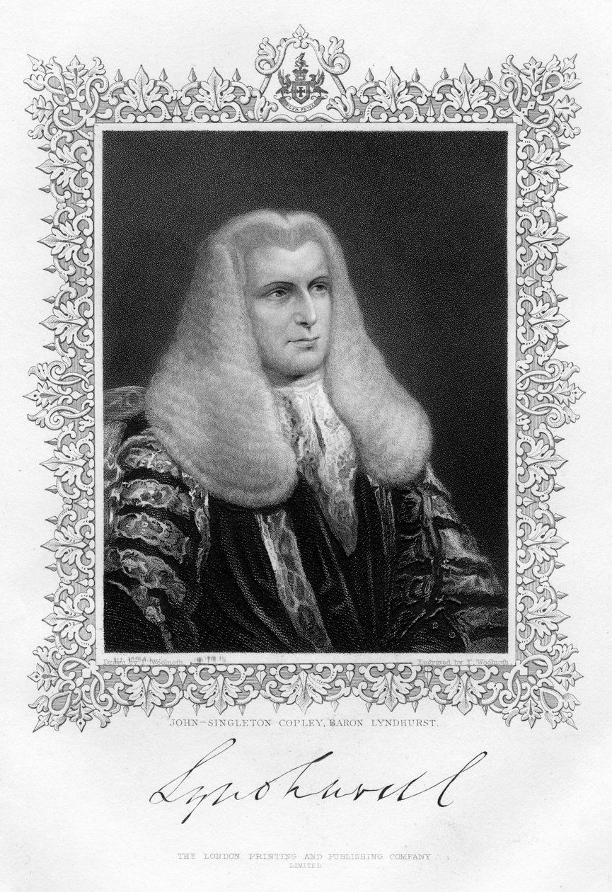 John Singleton Copley 1738-1815, brit lordkancellár és politikus, 19. század. alkotó: Thomas A. Woolnoth