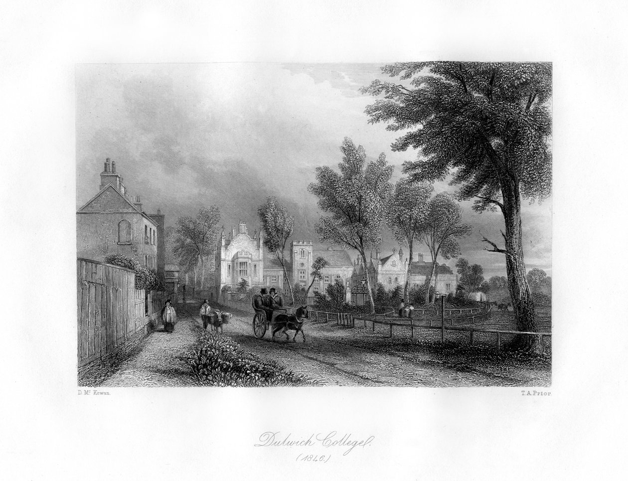 Dulwich College, Dulwich, London délkeleti része, 1846. alkotó: Thomas Abel Prior