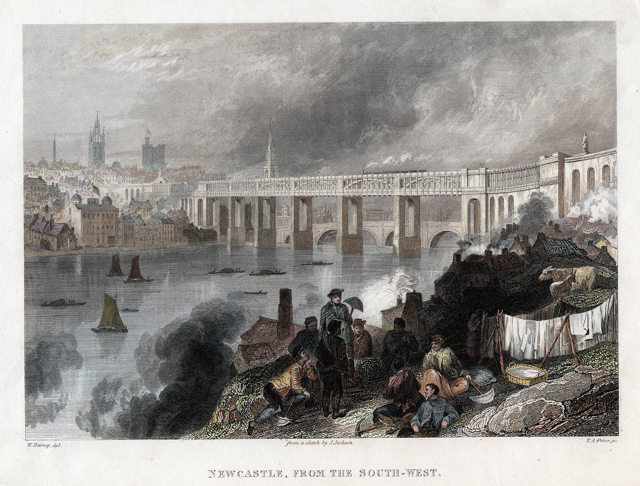Magas szintű híd a Tyne felett Newcastle-ben, 1849 alkotó: Thomas Abiel Prior