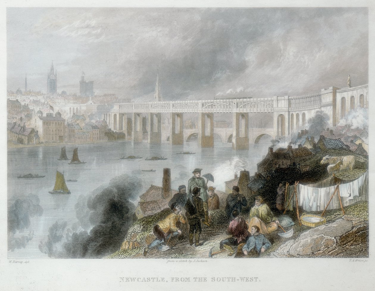 Newcastle-upon-Tyne délnyugat felől, 1850 alkotó: Thomas Abiel Prior