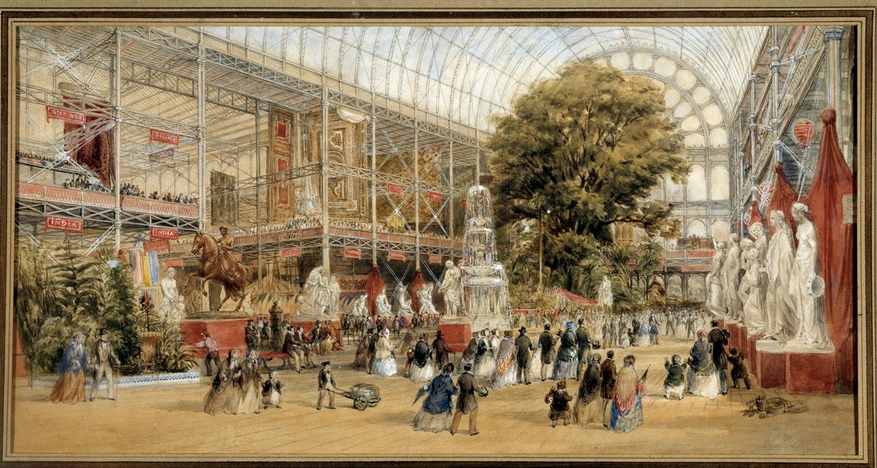 Viktória királynő (1819-1901) meglátogatja a londoni Crystal Palace 1851-es kiállítását. 1851. évi világkiállítás. Thomas Abiel Prior festménye (1809-1886) Ec. Ang. alkotó: Thomas Abiel Prior