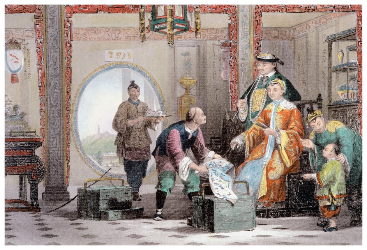 "Apartman egy mandarin házban, Nanking közelében", Kína, 1843 alkotó: Thomas Allom