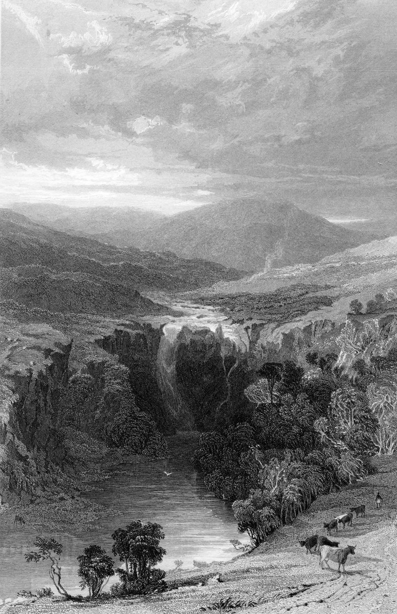 High Force by the Tees, Durham, 1835 körül alkotó: Thomas Allom