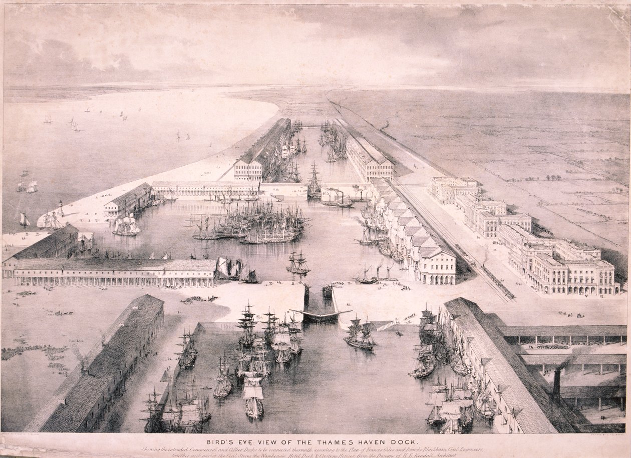 Thames Haven Dock, London, 1830 alkotó: Thomas Allom