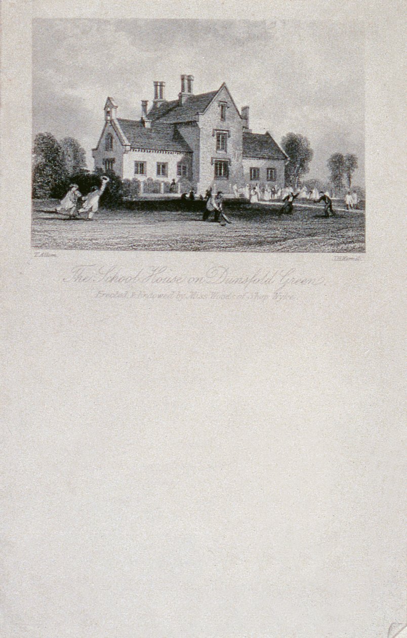 Az iskolaház Dunsfold Greenben, Surrey, 1850 (acél vonalmetszet) alkotó: Thomas Allom