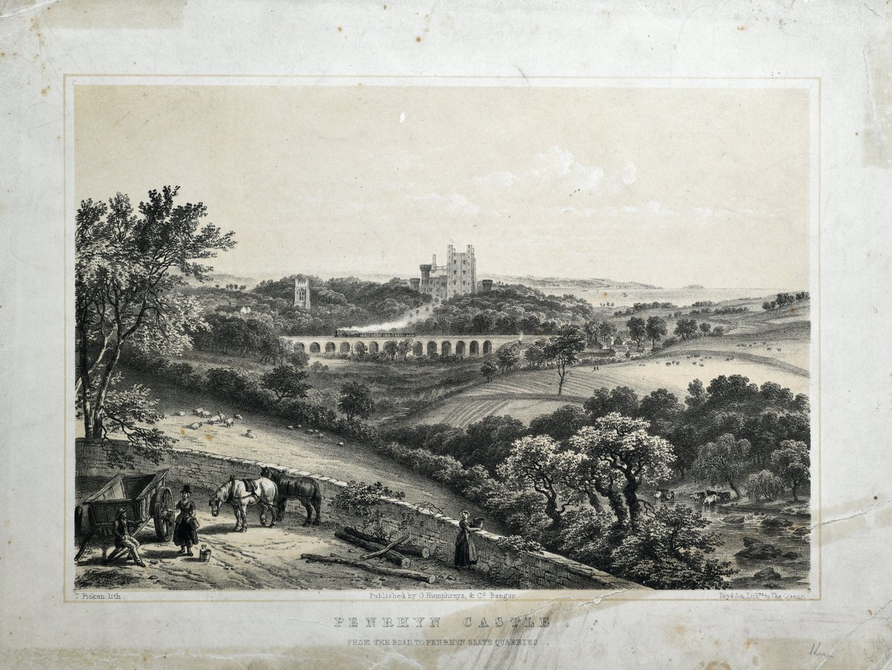 Penrhyn kastély, 1850 körül (színes litográfia papíron) alkotó: Thomas Ashburton Picken