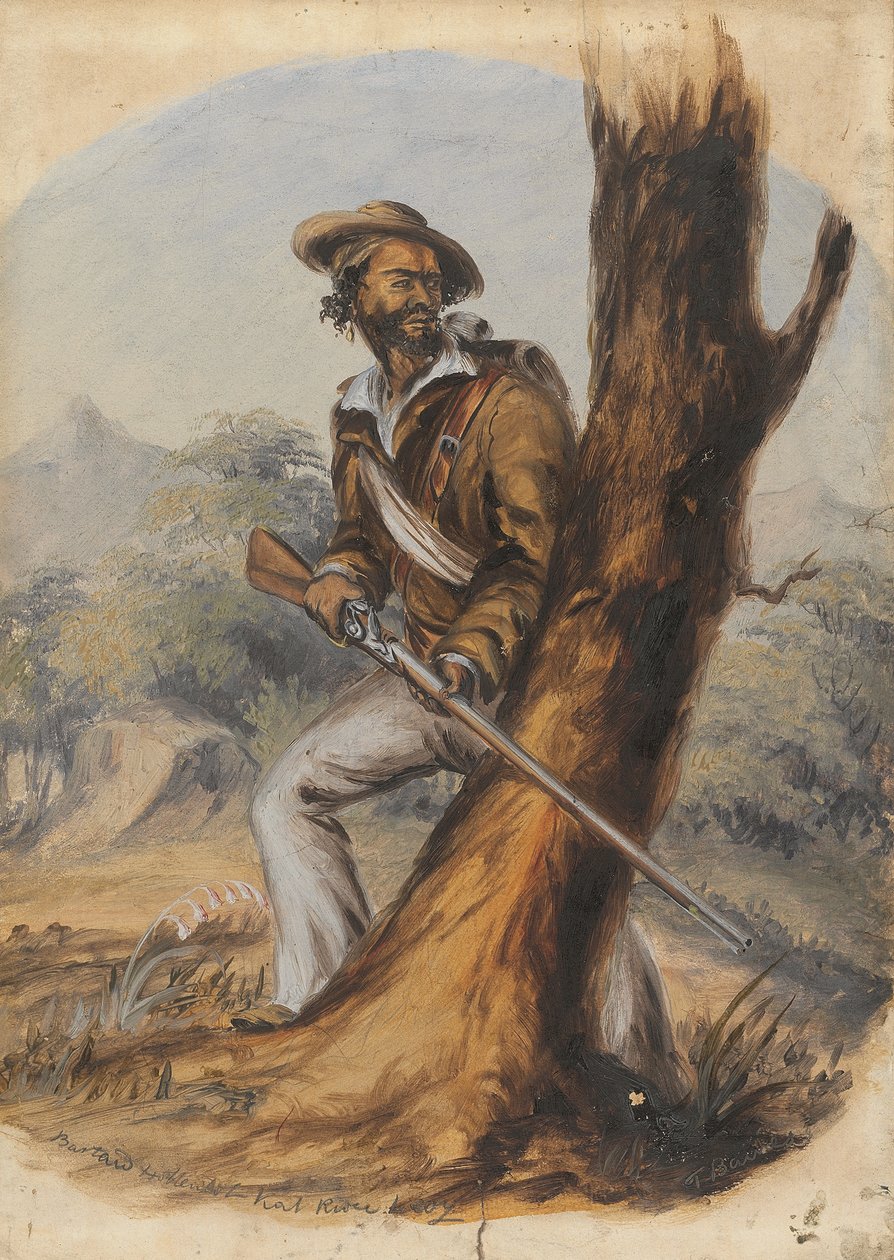 Barton Hottentot Kat River Levy (ceruza és olaj, papír) alkotó: Thomas Baines