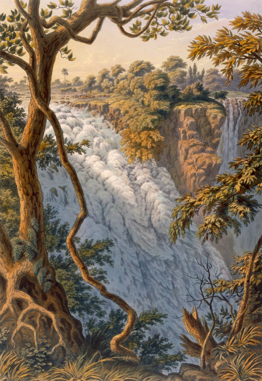 Victoria Falls: The Leaping Water, pub. 1864. alkotó: Thomas Baines