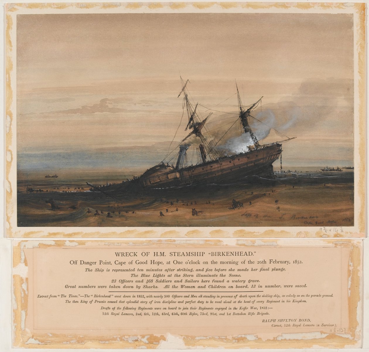 A HM „Birkenhead” gőzhajó roncsa (akvarell) alkotó: Thomas Baines