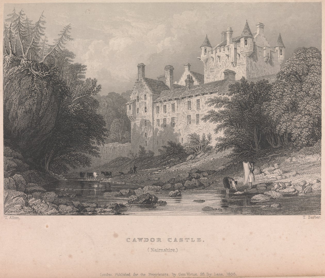 Cawdor Castle, Narnshire (kiadó: G. Virtue); 59. oldal (Első kötet) alkotó: Thomas Barber