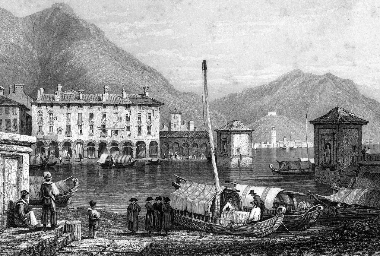 Como és Comói-tó, Lombardia, Olaszország, 19. század. alkotó: Thomas Barber