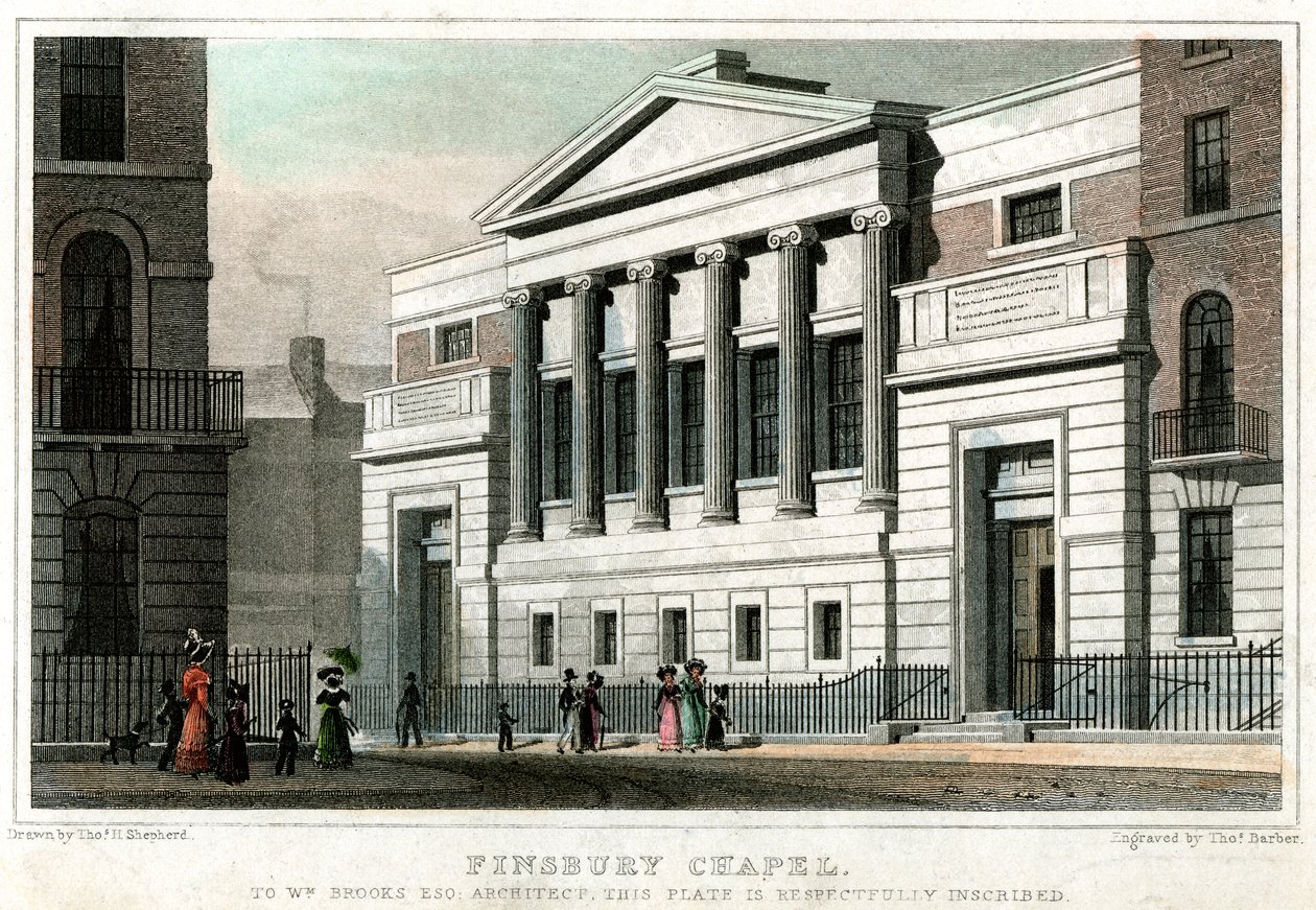 Finsbury kápolna, London City, 1827. alkotó: Thomas Barber