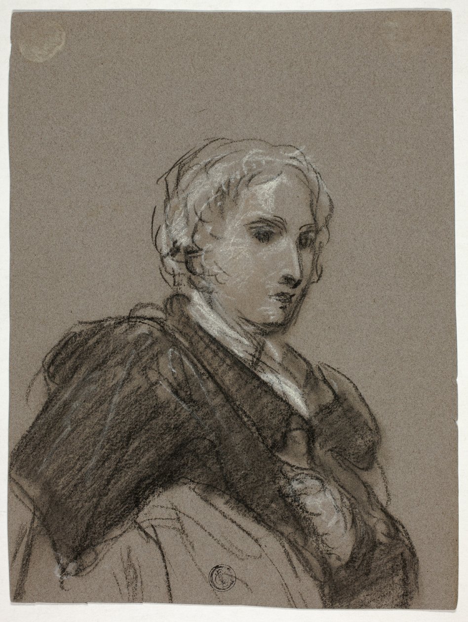 Egy nő mellszobra (recto); Drapírozott figura, háromnegyed hosszúságú (fordítva) alkotó: Thomas Barker