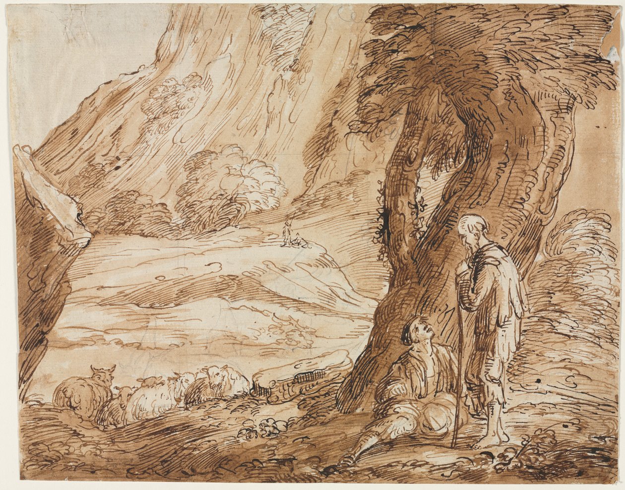 Táj juhokkal és két pásztorral, 19. század első fele. alkotó: Thomas Barker