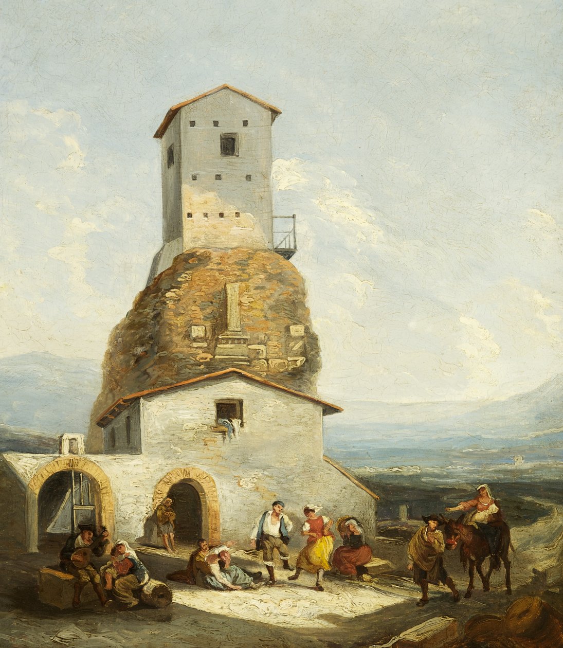 Nézet Olaszországban (olaj, panel) alkotó: Thomas Barker