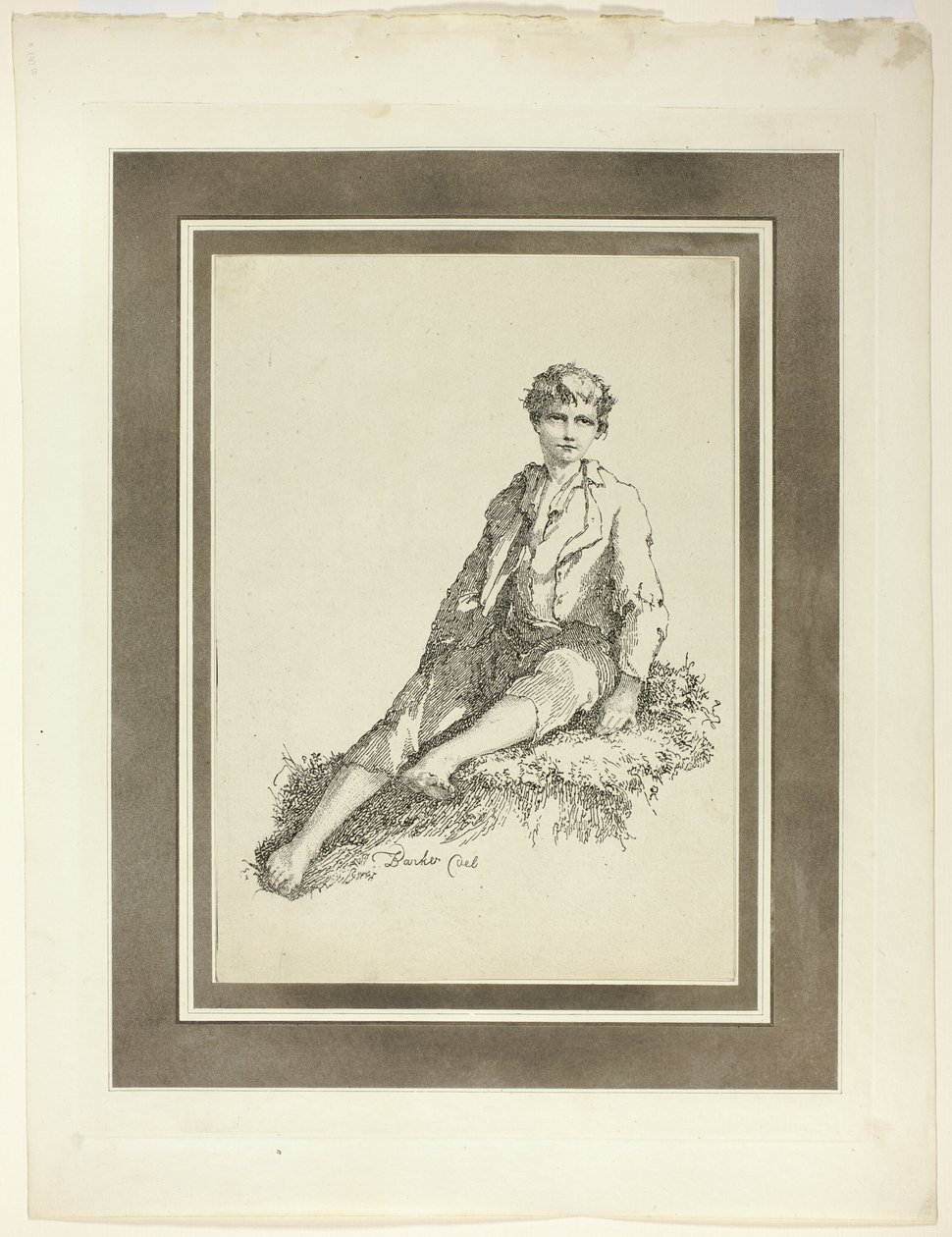 Fiatal fiú ülve, a Specimens of Polyautography első számából alkotó: Thomas Barker