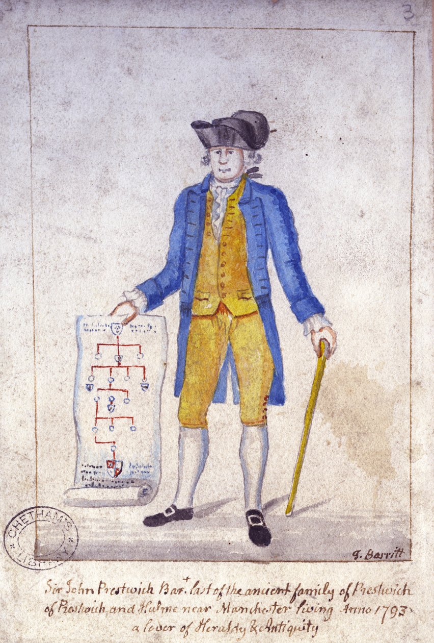 Sir John Prestwich, 1793 körül (toll, tinta és WC papíron) alkotó: Thomas Barritt