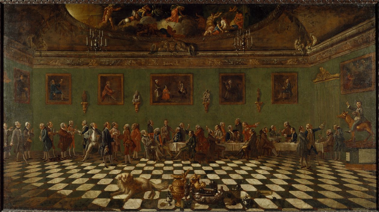 Az angol klubház Firenzében (olaj, vászon) alkotó: Thomas and Batoni Pompeo Girolamo Patch