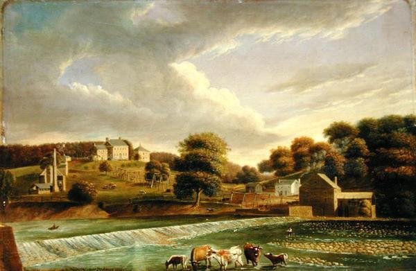 Mill Grove Farm, Perkioman Creek, Philadelphia, 1820 körül (olaj, panel) alkotó: Thomas Birch