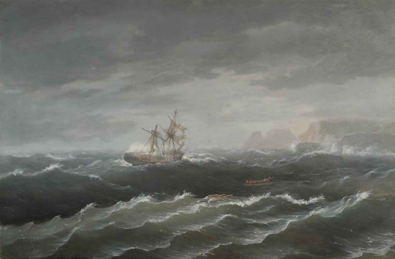 Hajótörés egy sziklás part közelében alkotó: Thomas Birch