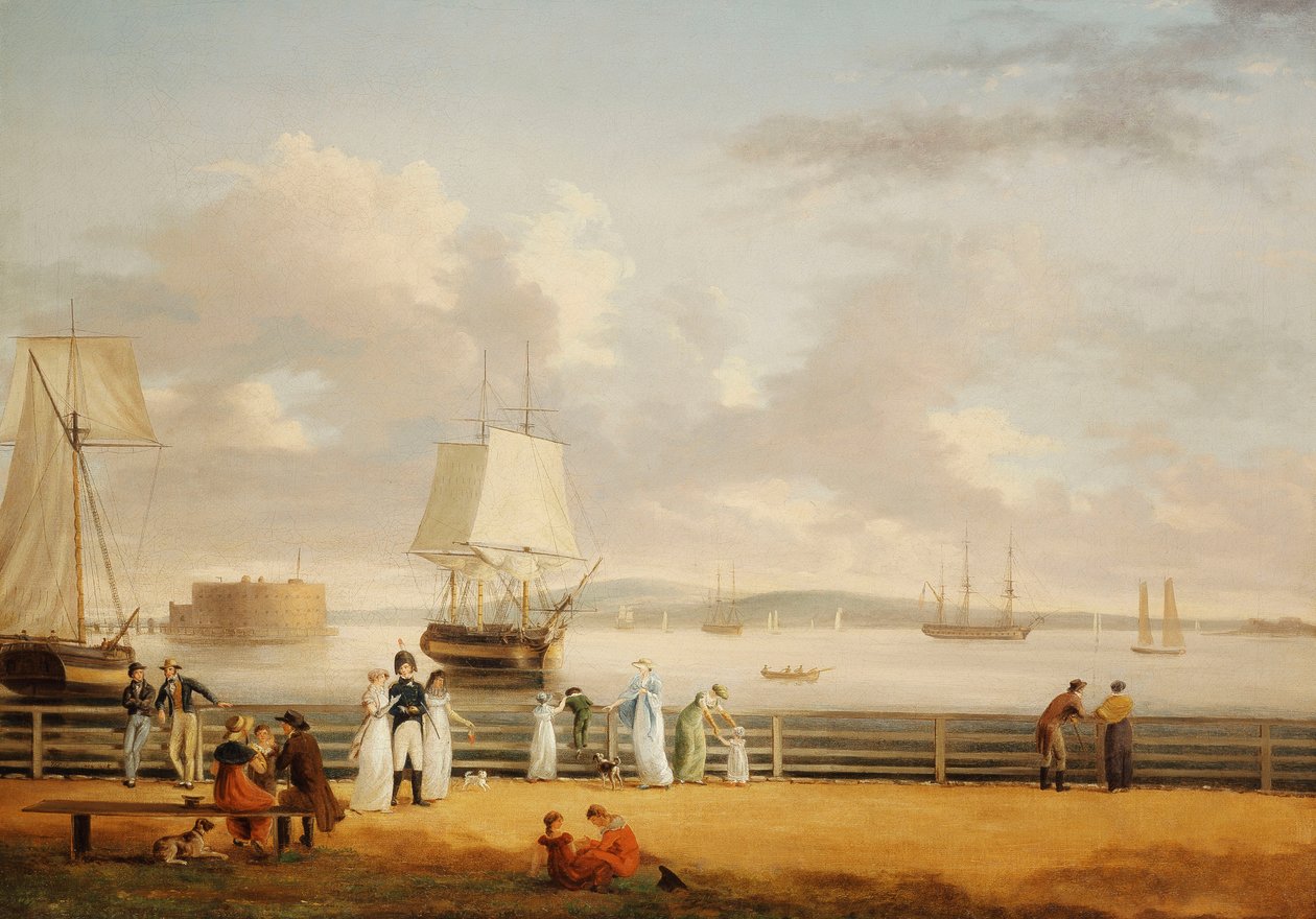 The Battery and Harbour, New York, 1811-1812 körül alkotó: Thomas Birch