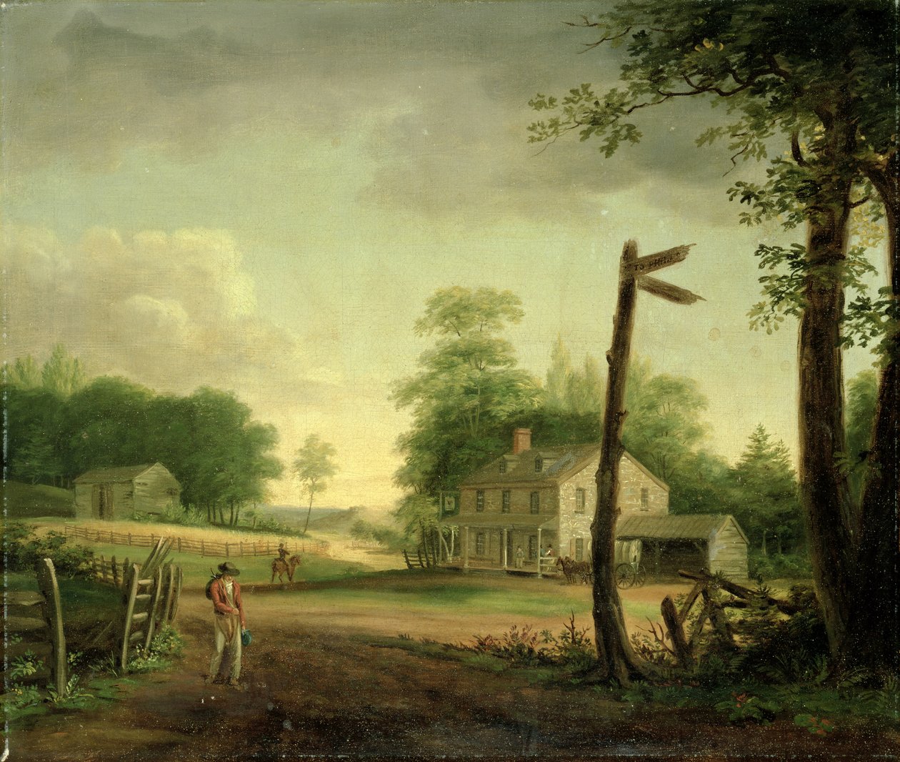Wayside Inn Philadelphiába vezető úton alkotó: Thomas Birch