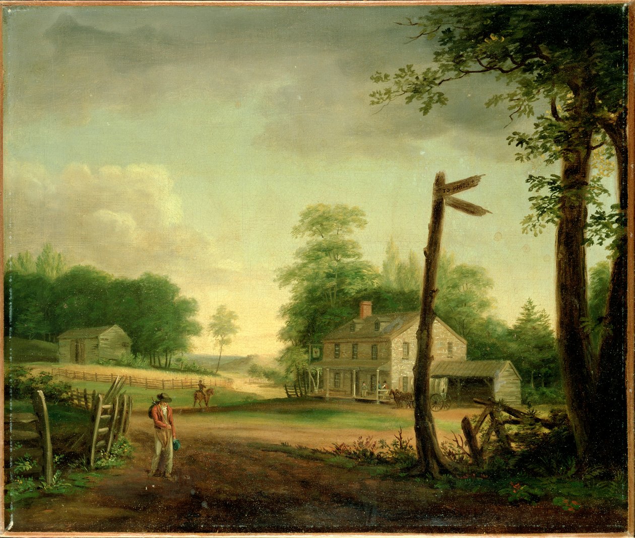 Wayside Inn Philadelphiába vezető úton alkotó: Thomas Birch
