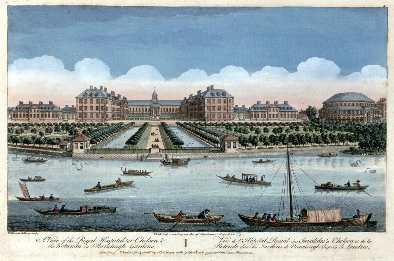 Kilátás a Chelsea-i Királyi Kórházra és a Rotundára a Ranelagh Gardensben, London, 1751 alkotó: Thomas Bowles
