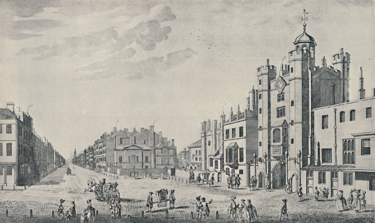 A St. James palotán kívül, Pall Mall, 1740-1760, 1920 alkotó: Thomas Bowles