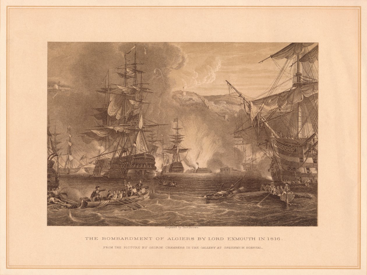 Lord Exmouth Algír bombázása 1816-ban, 1878-ban. alkotó: Thomas Brown