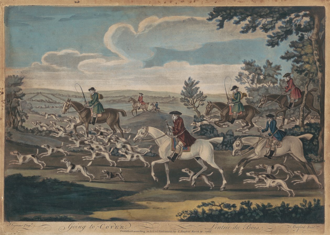 Vadászat [négyből]: 1. Going to Cover (a címek franciául is fel vannak írva) alkotó: Thomas Burford