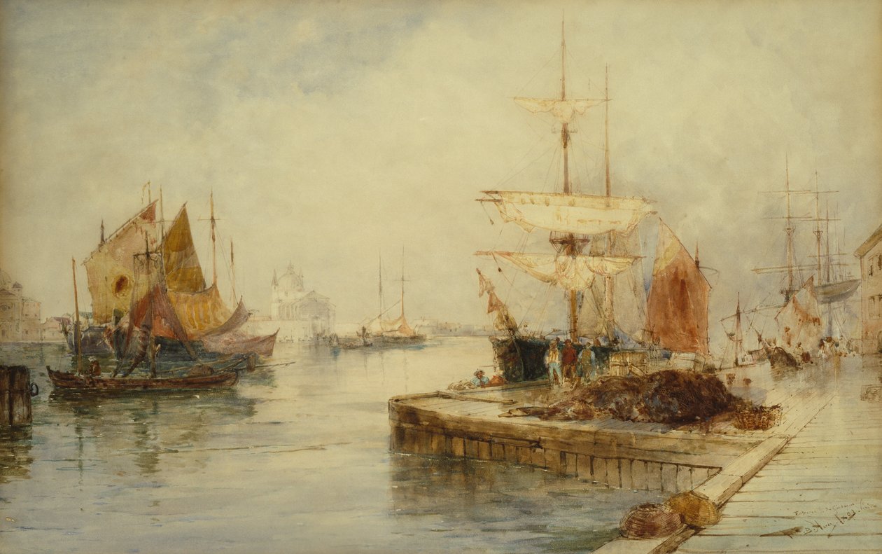 Giudecca Velence bejárata, 1870 körül (ceruza és akvarell) alkotó: Thomas Bush Hardy