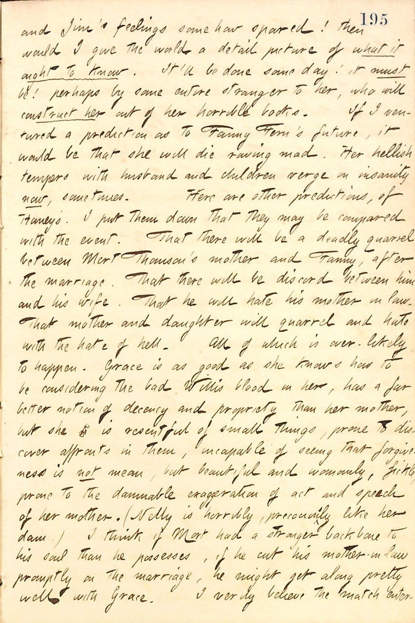 Leír egy beszélgetést Jesse Haney-vel Fanny Fernről és lányairól.     Átírás alkotó: Thomas Butler Gunn
