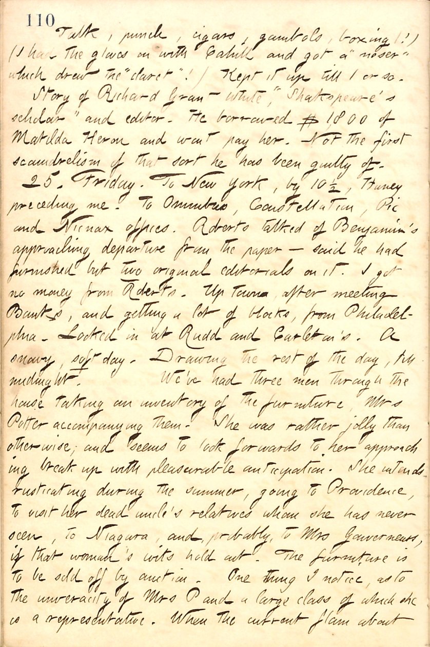 Thomas Butler Gunn naplói- 10. kötet, 123. oldal, 1859. február 24–25 alkotó: Thomas Butler Gunn