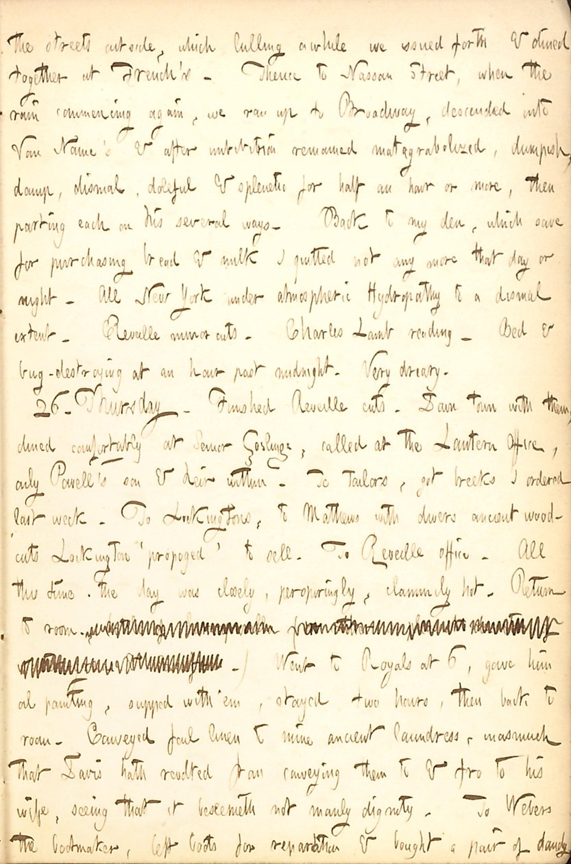 Thomas Butler Gunn naplói- 5. kötet, 21. oldal, 1852. augusztus 25–26 alkotó: Thomas Butler Gunn