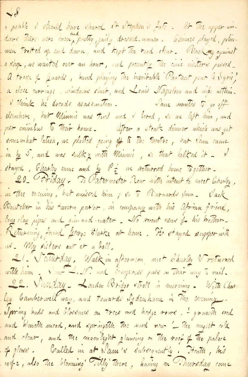 Thomas Butler Gunn naplói- 7. kötet, 54. oldal, 1855. április 19-22 alkotó: Thomas Butler Gunn