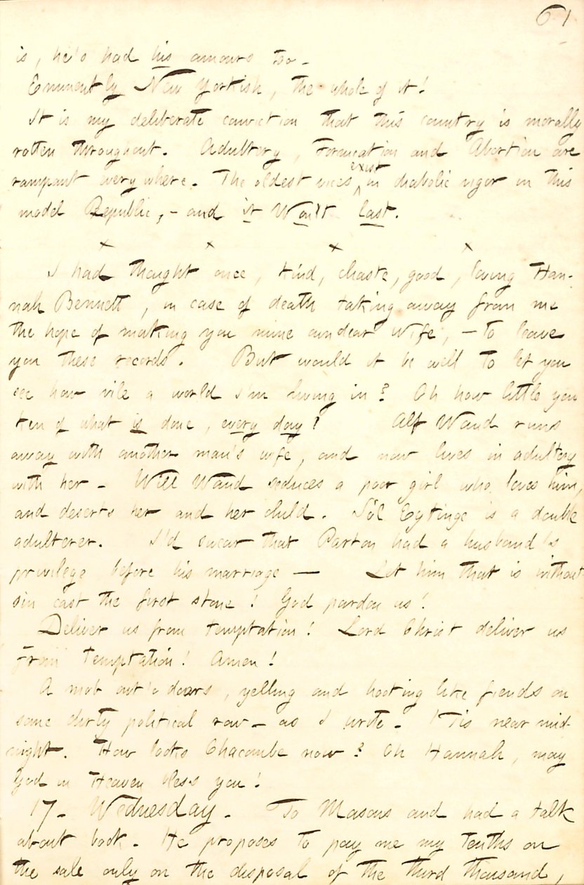 Thomas Butler Gunn naplói- 8. kötet, 68. oldal, 1856. szeptember 16-17 alkotó: Thomas Butler Gunn