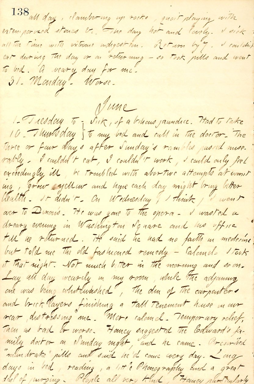 Thomas Butler Gunn Diaries – 9. kötet, 159. oldal, 1858. május 30. – június 10. alkotó: Thomas Butler Gunn