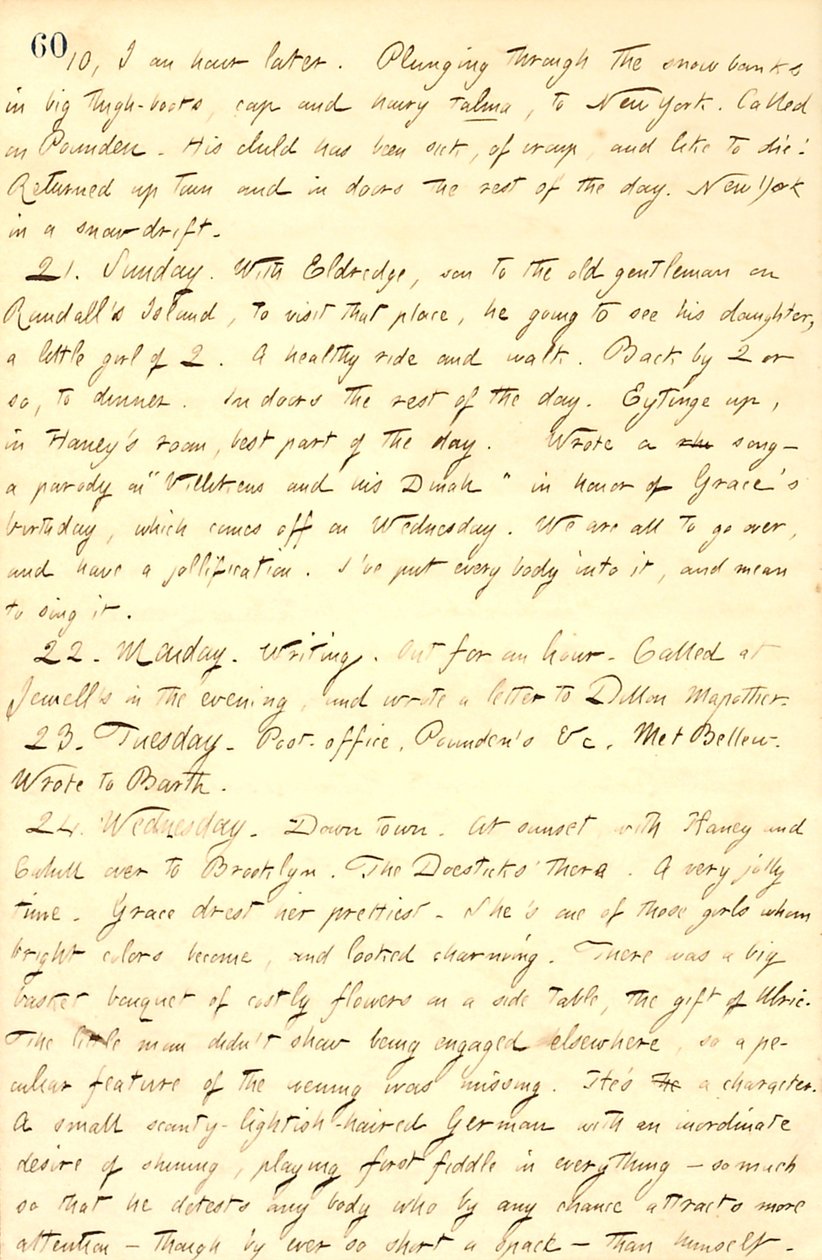 Thomas Butler Gunn naplói- 9. kötet, 71. oldal, 1858. február 20-24 alkotó: Thomas Butler Gunn