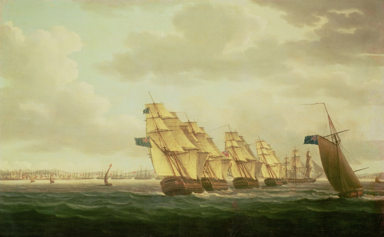 Nelson a "Theseus"-on a part menti osztaggal Cadiz mellett, 1797. július, alkotó: Thomas Buttersworth