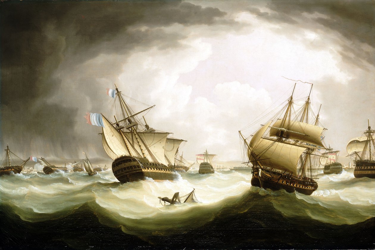 A trafalgari csata, 1805. október 21., az akció vége, 19. század eleje (olaj, vászon) alkotó: Thomas Buttersworth