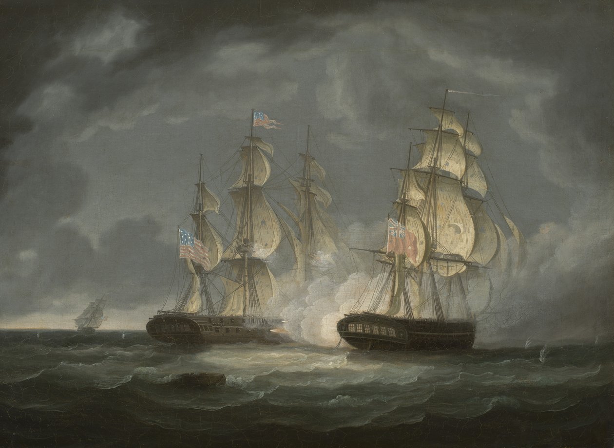 Futó akció az amerikai fregatt elnök és H.M.S. között Endymion, 1815 alkotó: Thomas Butterworth