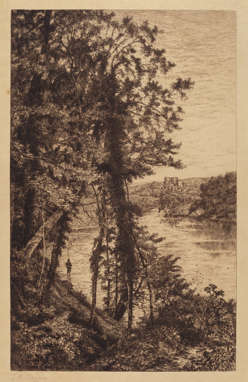 Cím nélkül (Tájkép halászsal) alkotó: Thomas C. Farrer